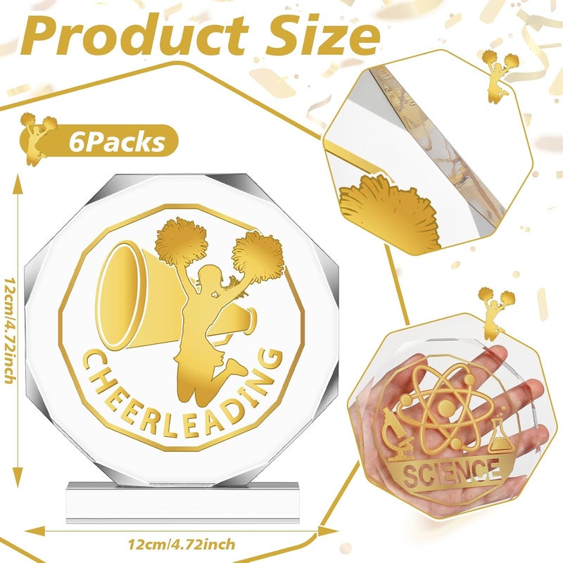 Anglechic 6 Pack Sports Trophy Acrylic Award Medals 4.72 x 4.72 Inch Sports Contest Trophies Bulk Plaques Team Prize Gift Trophies for Competition - Image 2